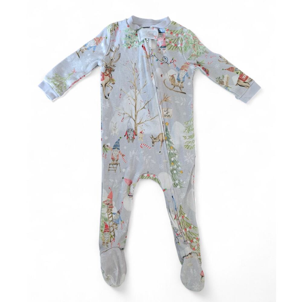 Pottery Barn Kids Snow Day Gnomes Footed Pajamas Baby 6-9 Months Winter